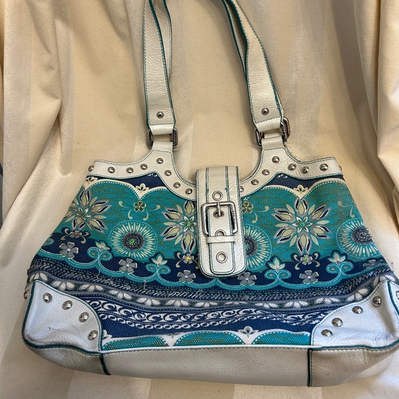 😍🌻- THE SAK  Summer Handbag | Purse | Shoulder Bag Hight blu/white flower pr… - Picture 1 of 9